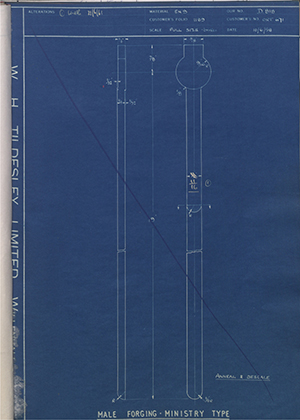 Vessa LTD ORT671 Male Forging - Ministry Type WH Tildesley Forging Technical Drawing