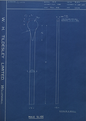 Vessa LTD ORT687 Male Slide WH Tildesley Forging Technical Drawing