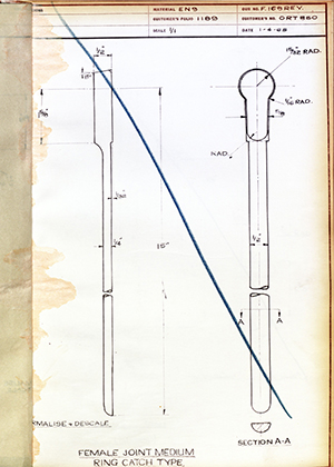 Vessa LTD ORT850 Female Joing Medium Ring Catch Type WH Tildesley Forging Technical Drawing