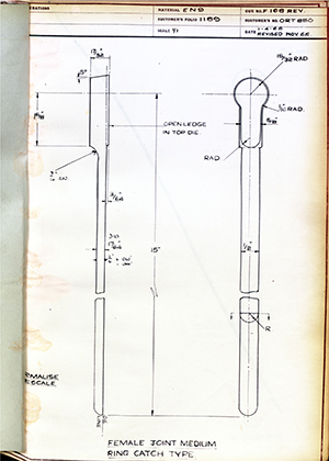 Vessa LTD ORT850 Female Joint Medium Ring Catch Type WH Tildesley Forging Technical Drawing