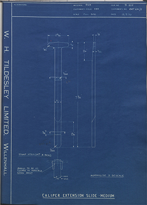 Vessa LTD ORTC41/2 Caliper Extension Slide - Medium WH Tildesley Forging Technical Drawing