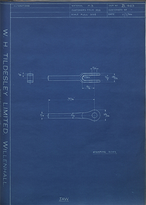 W Davis  Jaw WH Tildesley Forging Technical Drawing