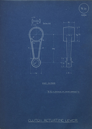 W.R Williams & Co Clutch Articulating Lever WH Tildesley Forging Technical Drawing