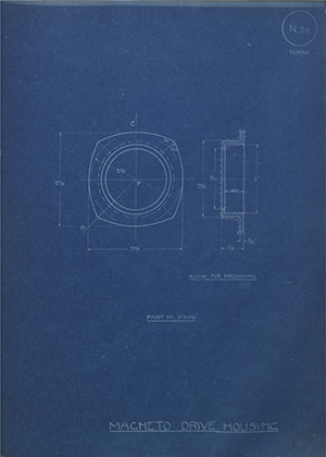 W.R Williams & Co Magneto Drive Housing WH Tildesley Forging Technical Drawing