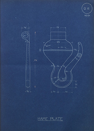 Walsall Locks & Cart Gear Co Hame Plate WH Tildesley Forging Technical Drawing