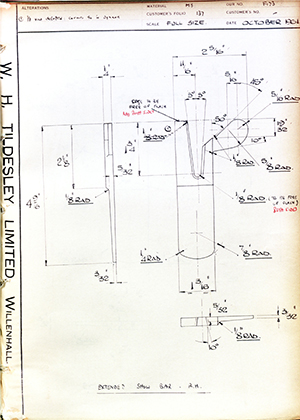 Walsall Riding Saddle Co LTD  Extended Show Bars - RH WH Tildesley Forging Technical Drawing