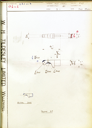 Walsall Riding Saddle Co LTD  Thumb Bit WH Tildesley Forging Technical Drawing