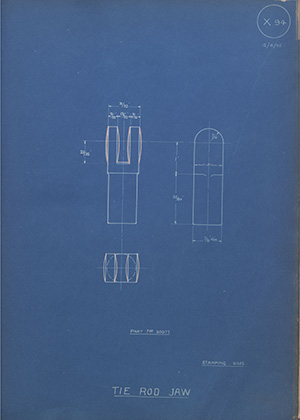 Walton Bros & Co Tie Rod Jaw WH Tildesley Forging Technical Drawing