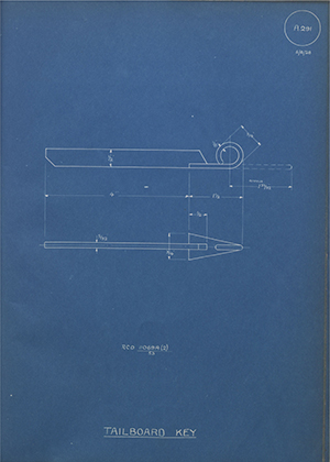 War Office 11069A(2) Tailboard Key WH Tildesley Forging Technical Drawing