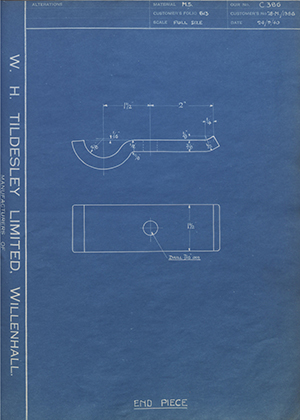 War Office 28-M/1386 End Piece WH Tildesley Forging Technical Drawing