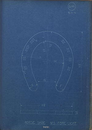 War Office 3827 Horse Shoe No5 Fore Light WH Tildesley Forging Technical Drawing