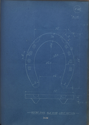 War Office 3831 Horse Shoe No3 Hind Light Pattern WH Tildesley Forging Technical Drawing