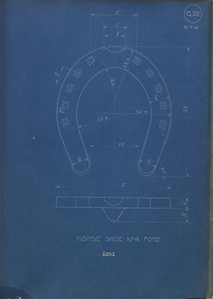 War Office 5032 Horse Shoe No4 Fore WH Tildesley Forging Technical Drawing