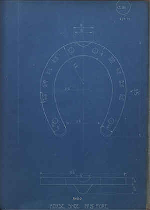 War Office 5033 Horse Shoe No5 Fore WH Tildesley Forging Technical Drawing