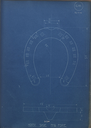 War Office 5034 Horse Shoe No6 Fore WH Tildesley Forging Technical Drawing