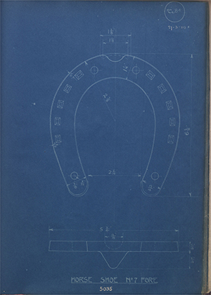 War Office 5035 Horse Shoe No7 Fore WH Tildesley Forging Technical Drawing