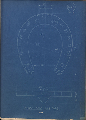 War Office 5036 Horse Shoe No6 Fore WH Tildesley Forging Technical Drawing