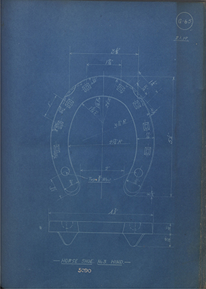 War Office 5090 Horse Shoe No3 Hind WH Tildesley Forging Technical Drawing