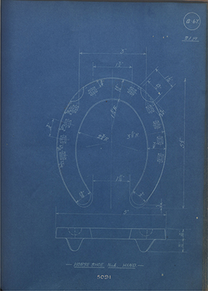 War Office 5091 Horse Shoe No4 Hind WH Tildesley Forging Technical Drawing