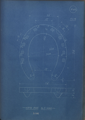 War Office 5092 Horse Shoe No5 Hind WH Tildesley Forging Technical Drawing