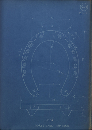 War Office 5094 Horse Shoe No7 Hind WH Tildesley Forging Technical Drawing