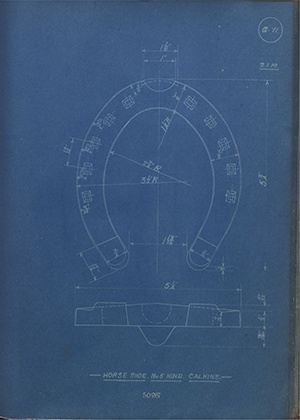 War Office 5095 Horse Shoe No5 Hind Calkins WH Tildesley Forging Technical Drawing