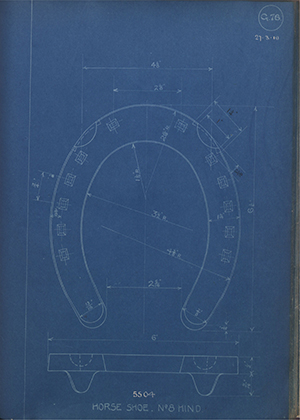 War Office 5504 Horse Shoe No8 Hind WH Tildesley Forging Technical Drawing