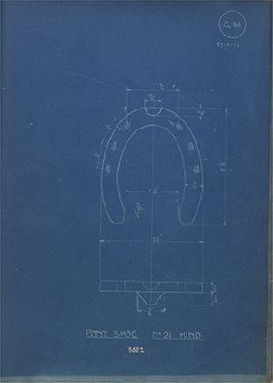 War Office 5682 Pony Shoe No21 Hind WH Tildesley Forging Technical Drawing