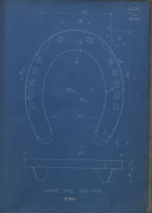 War Office 5700 Horse Shoe No9 Hind WH Tildesley Forging Technical Drawing