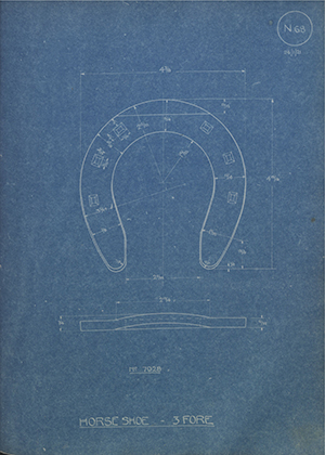 War Office 7028 Horse Shoe - 3 Fore WH Tildesley Forging Technical Drawing