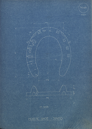 War Office 7038 Horse Shoe - 3 Hind WH Tildesley Forging Technical Drawing