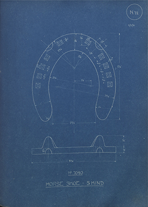 War Office 7040 Horse Shoe - 5 Hind WH Tildesley Forging Technical Drawing