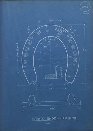 War Office 7041 Horse Shoe - No6 Hind WH Tildesley Forging Technical Drawing