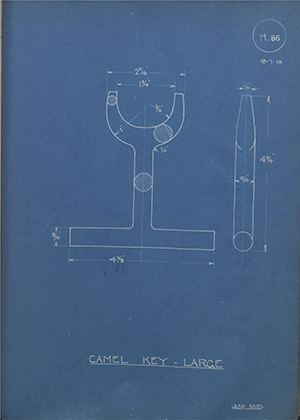 War Office  Camel Key - Large WH Tildesley Forging Technical Drawing