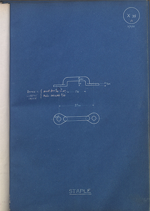 War Office  Staple WH Tildesley Forging Technical Drawing