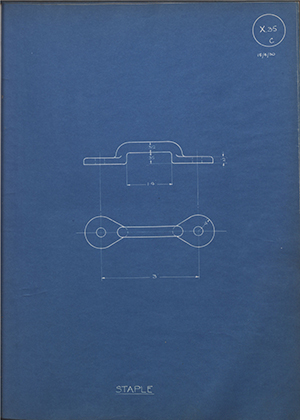 War Office  Staple WH Tildesley Forging Technical Drawing