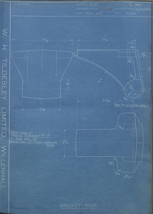 Westland Aircraft LTD CG/11A/2533 Bracket - Rear WH Tildesley Forging Technical Drawing