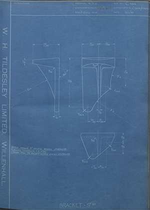 Westland Aircraft LTD CG11A/1404 Bracket - STBD WH Tildesley Forging Technical Drawing