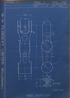 Whatton & Sons 1993 Wheel Rocker Arm WH Tildesley Forging Technical Drawing