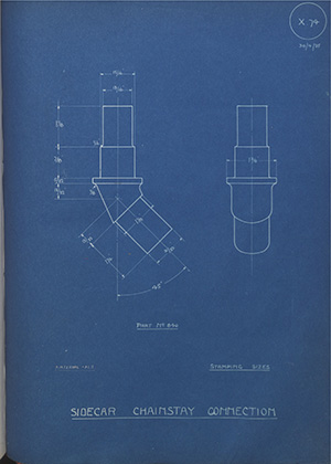 Whatton & Sons 840 Sidecar Chainstay Connection WH Tildesley Forging Technical Drawing