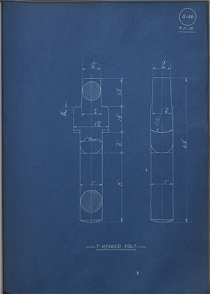 Wilkes Limited T Headed Bolt WH Tildesley Forging Technical Drawing