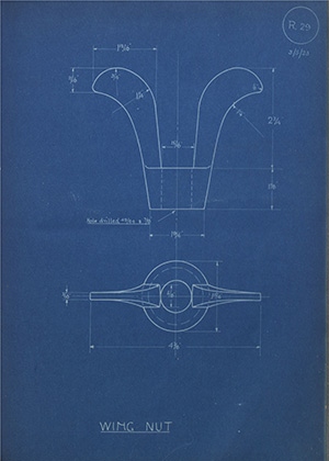 Wilkes Limited Wing Nut WH Tildesley Forging Technical Drawing