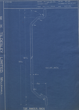 Wilkins & MItchell LTD 2/01/17/427 Top Hanger Rack WH Tildesley Forging Technical Drawing