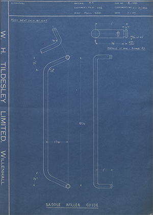 Wilkins & MItchell LTD 2/01/17/436 Saddle Roller Guide WH Tildesley Forging Technical Drawing