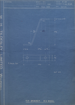 Wilkins & MItchell LTD 2/13/MH08/31031 Top Bracket - MH Model WH Tildesley Forging Technical Drawing