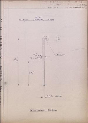 Wilkins & MItchell LTD 2/30/300 Asjustable Screw WH Tildesley Forging Technical Drawing