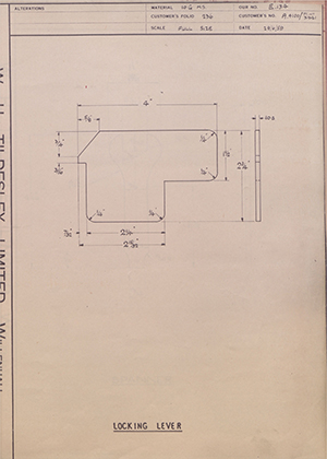 Wilkins & MItchell LTD A4100/PT No 3941 Locking Lever WH Tildesley Forging Technical Drawing