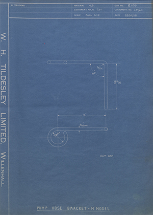 Wilkins & MItchell LTD LP/60 Pump Hose Bracket - M Model WH Tildesley Forging Technical Drawing