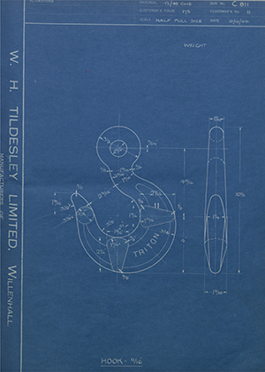 Woodhouse Brothers - William Griffin & Sons LTD 11 Hook - 11/16" WH Tildesley Forging Technical Drawing