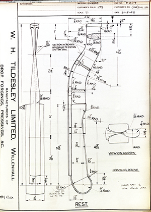 Woodhouse Brothers - William Griffin & Sons LTD 116 / BUHL 299 Rest WH Tildesley Forging Technical Drawing